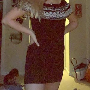 Off the shoulder dress with white floral decal